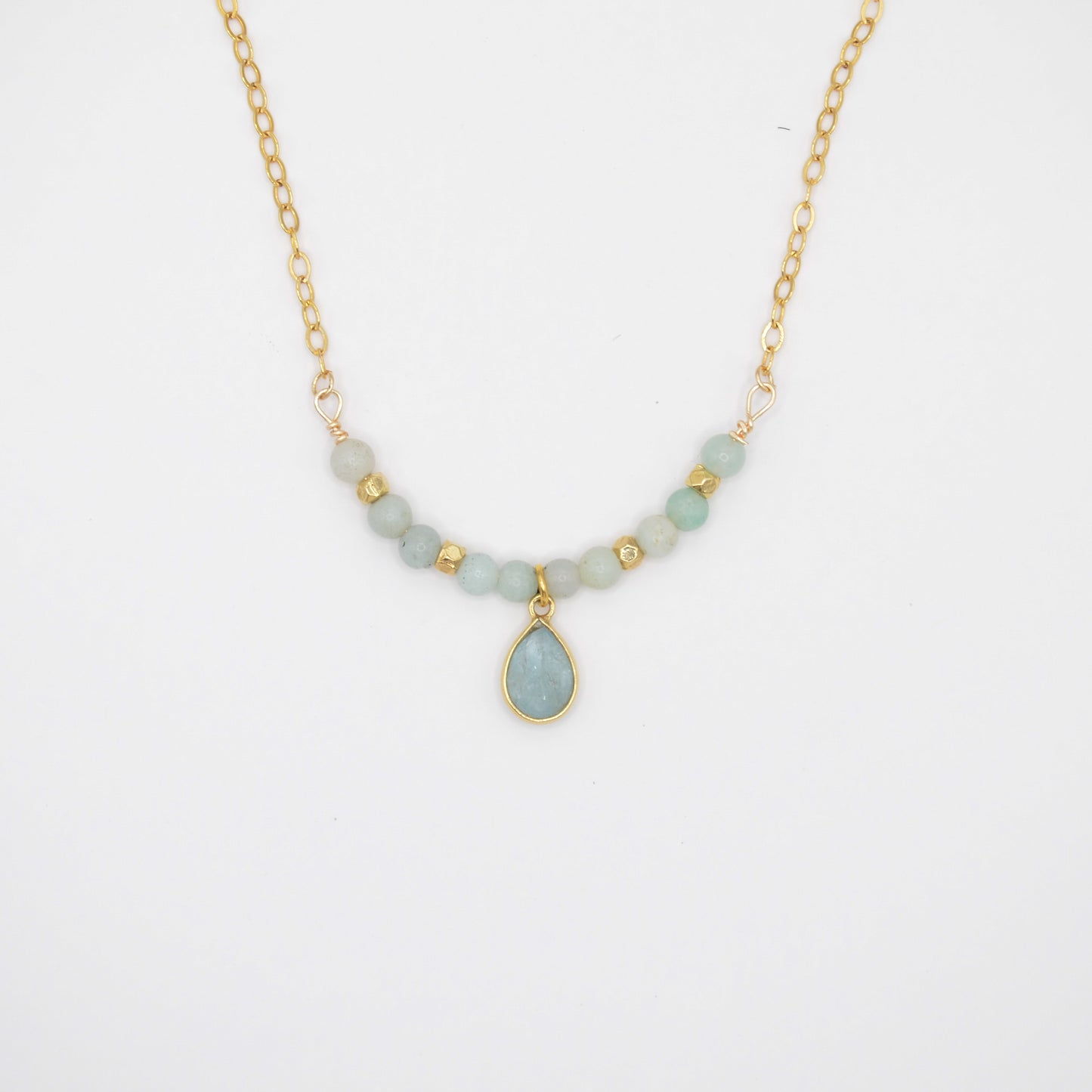 Beaded Birthstone Necklace - March/Aquamarine