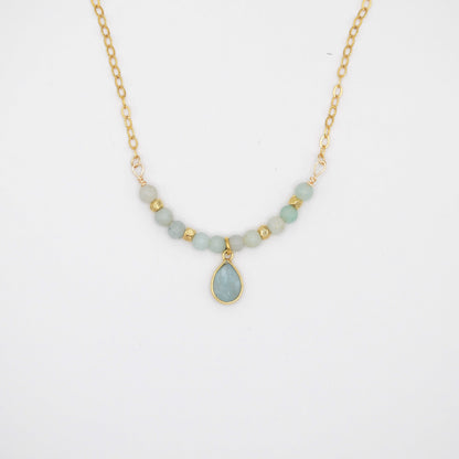 Beaded Birthstone Necklace - March/Aquamarine