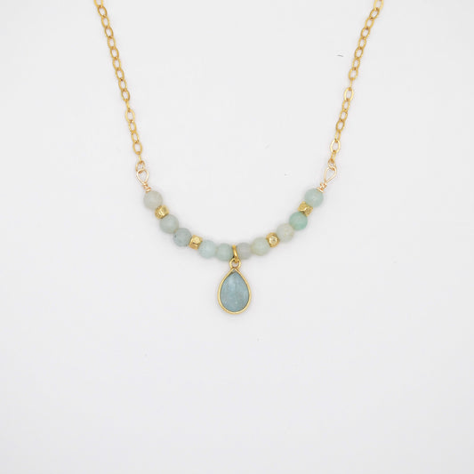Beaded Birthstone Necklace - March/Aquamarine