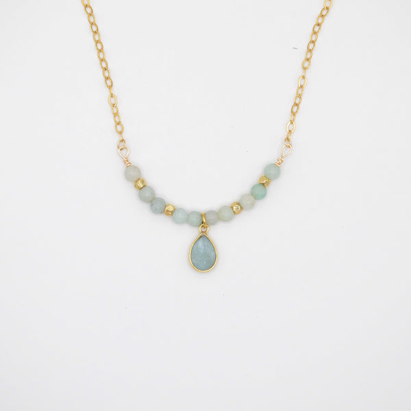 Beaded Birthstone Necklace - March/Aquamarine
