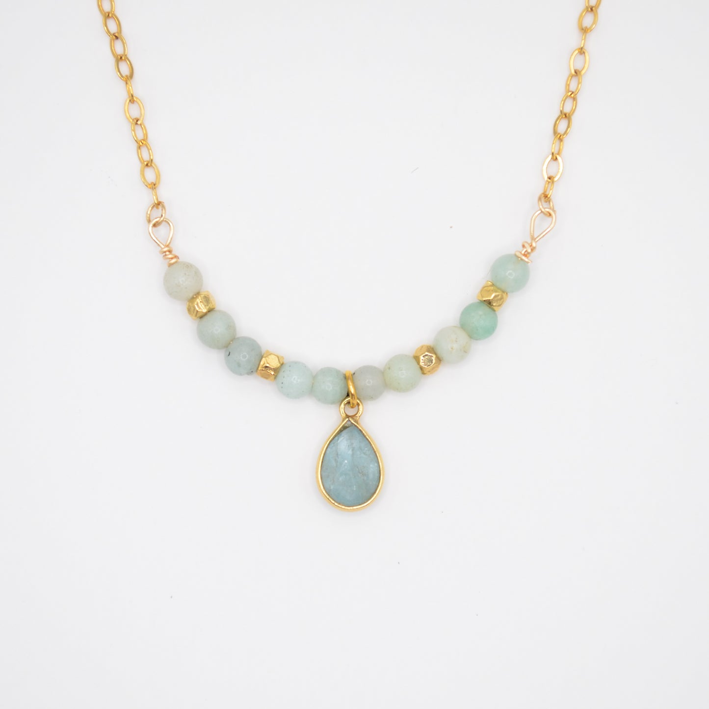 Beaded Birthstone Necklace - March/Aquamarine