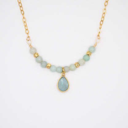 Beaded Birthstone Necklace - March/Aquamarine