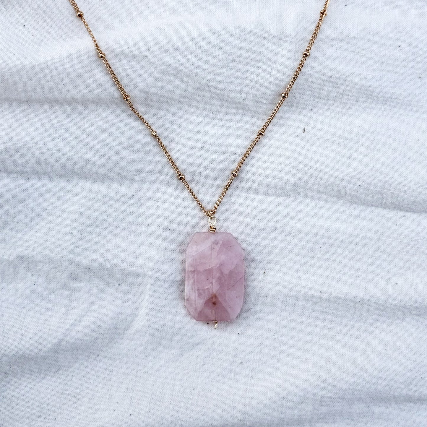 Rose Quartz Necklace and Earring Set